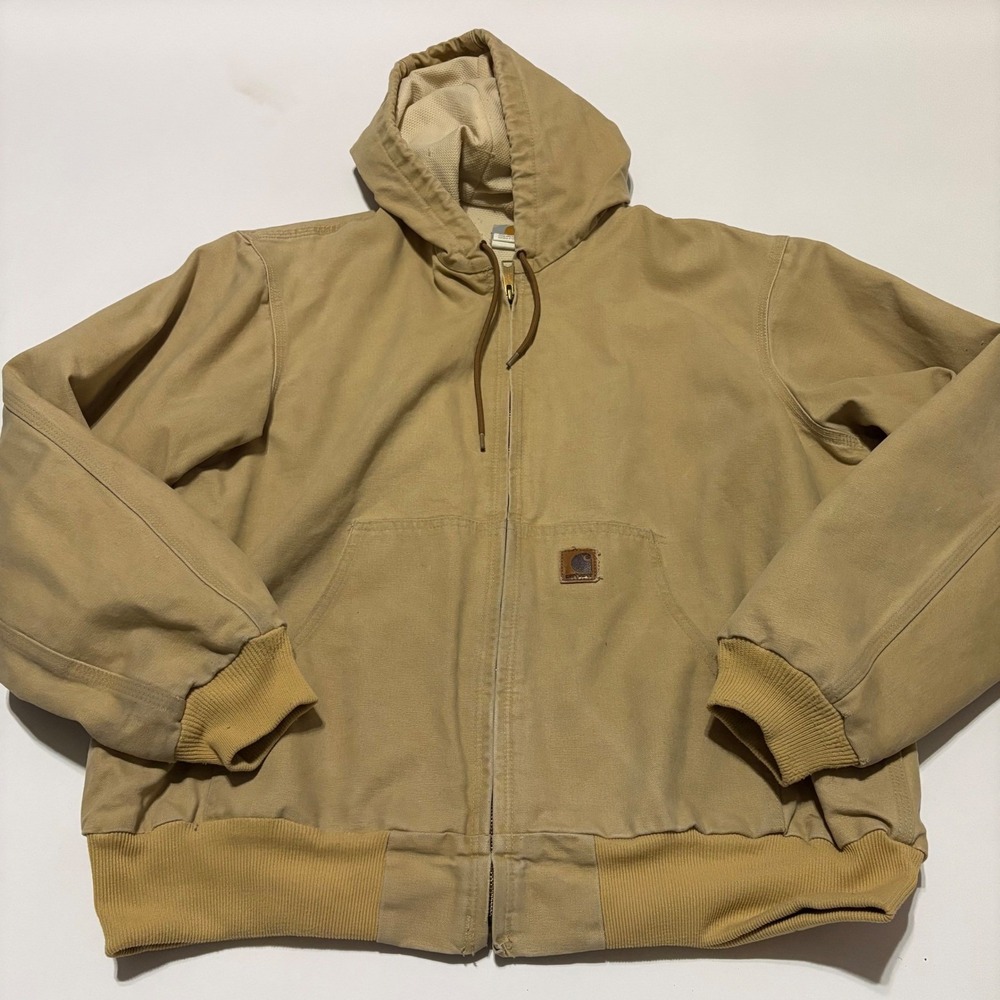 Carhartt J156 WET Thermal Lined Active Jacket Wheat Tan Mens XL Regular Zip Hood - Picture 2 of 6